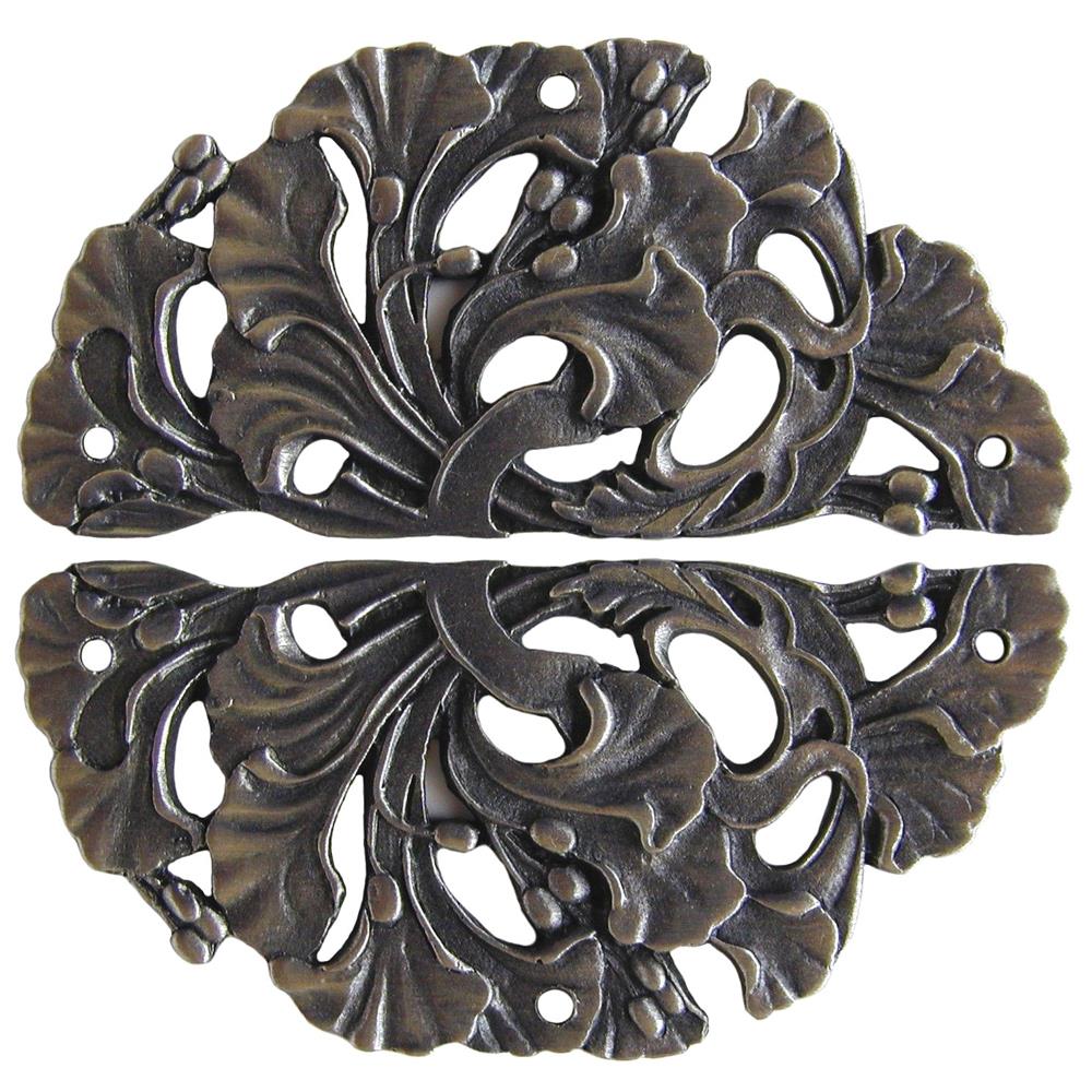 Notting Hill NHH-902-AP Florid Leaves Hinge Plate Antique Pewter (sold in pairs)